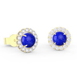 Halo Lapis 18ct Gold Vermeil Stud Earrings