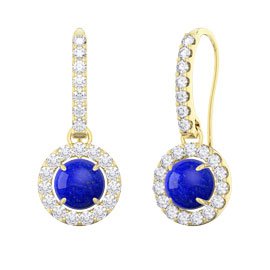 Halo Lapis 18ct Gold Vermeil Pave Drop Earrings