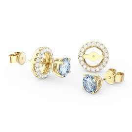 Fusion Aquamarine 18ct Gold Vermeil Earrings Halo Jacket Set