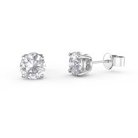 Charisma 1ct White Sapphire Platinum Plated Silver Stud Earrings