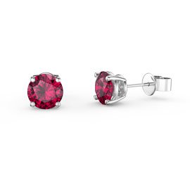 Charisma 1ct Ruby Platinum Plated Silver Stud Earrings
