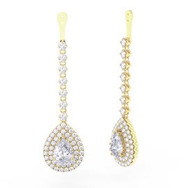 Fusion White Sapphire Pear Halo 18ct Gold Vermeil Earring Drops
