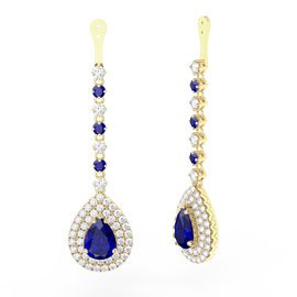 Fusion Sapphire Pear Halo 18ct Gold Vermeil Earring Drops