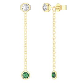 By the Yard Emerald 18ct Gold Vermeil Stud and Drop Earrings Set