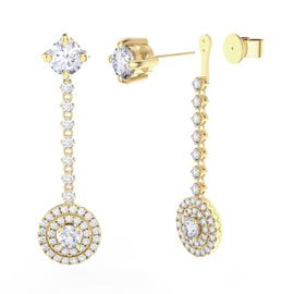 Fusion White Sapphire Halo 18ct Gold Vermeil Stud Drop Earrings Set