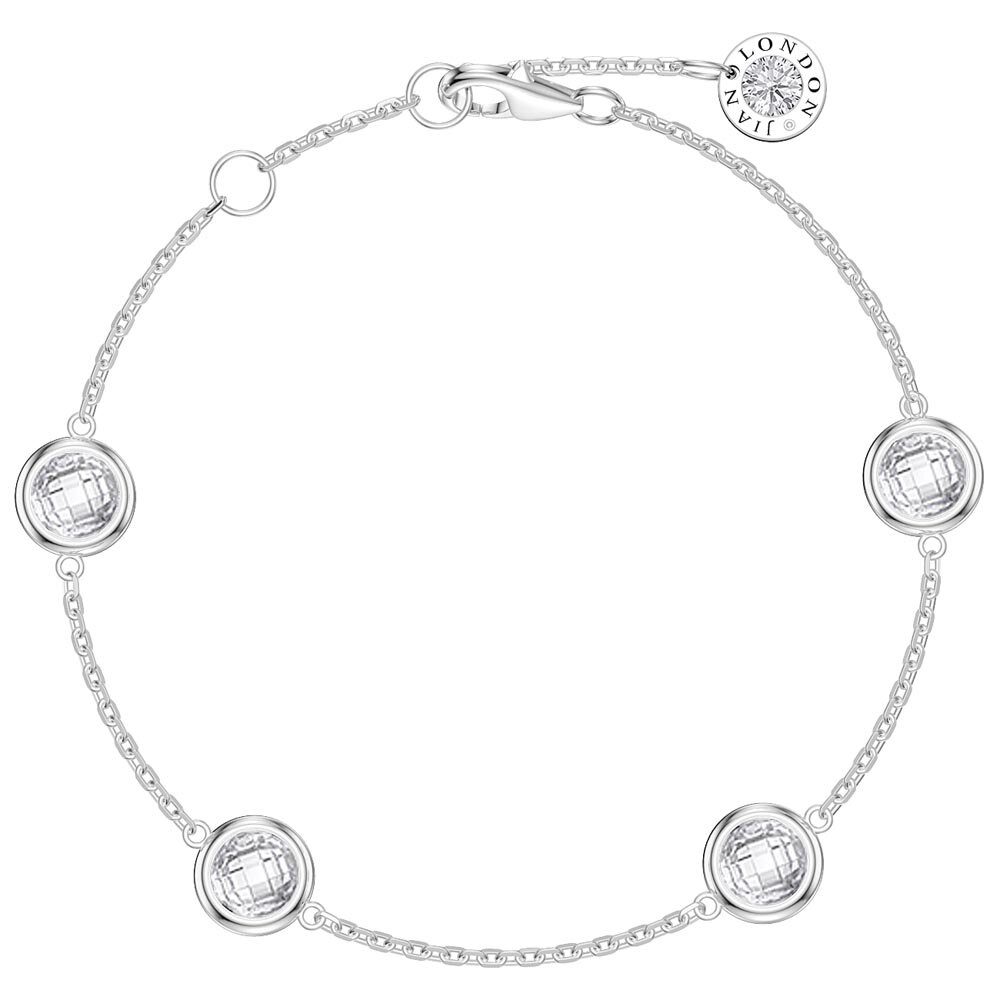 White Sapphire By the Yard Platinum plated Silver Bracelet
