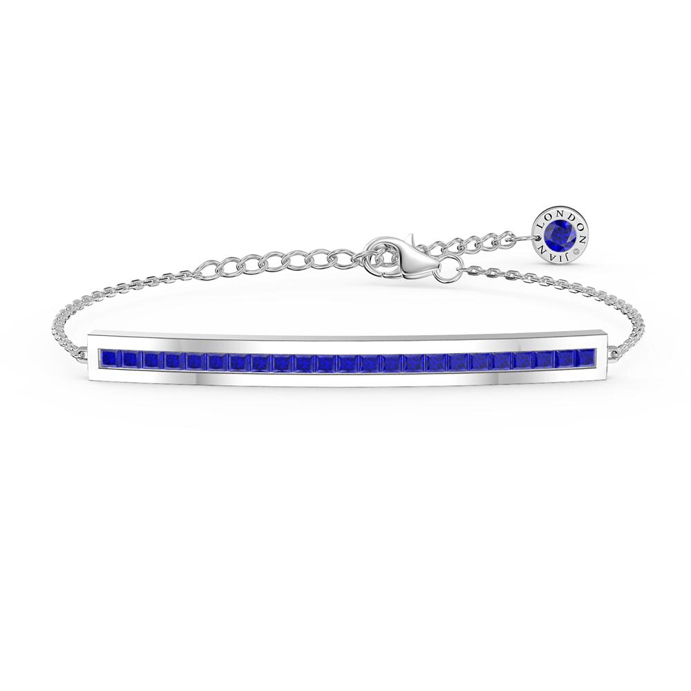 Princess Sapphire Platinum plated Silver Line Bracelet