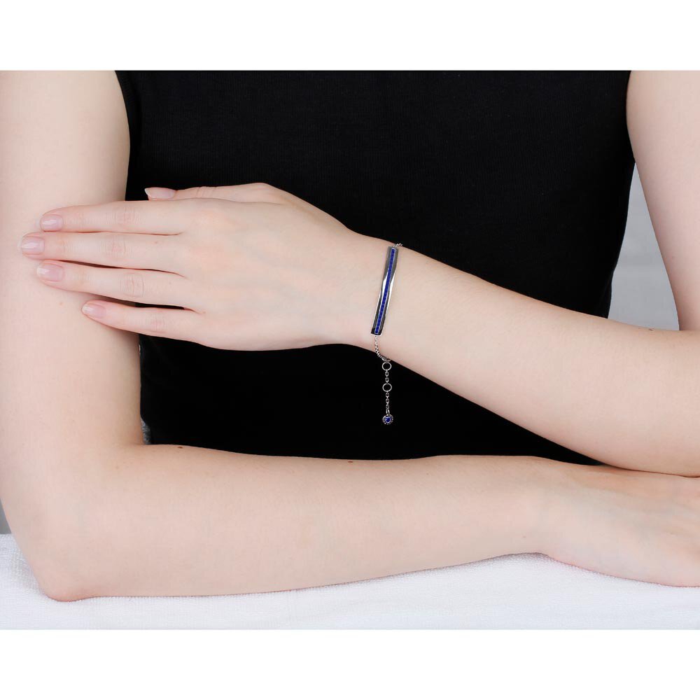 Princess Sapphire Platinum plated Silver Line Bracelet #2