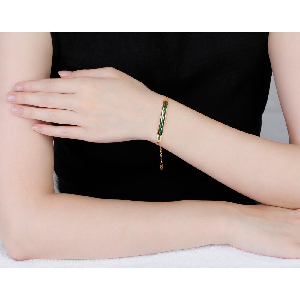 Princess Emerald 18ct Yellow Gold Line Bracelet #2