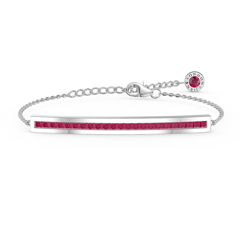 Princess Ruby Platinum plated Silver Line Bracelet