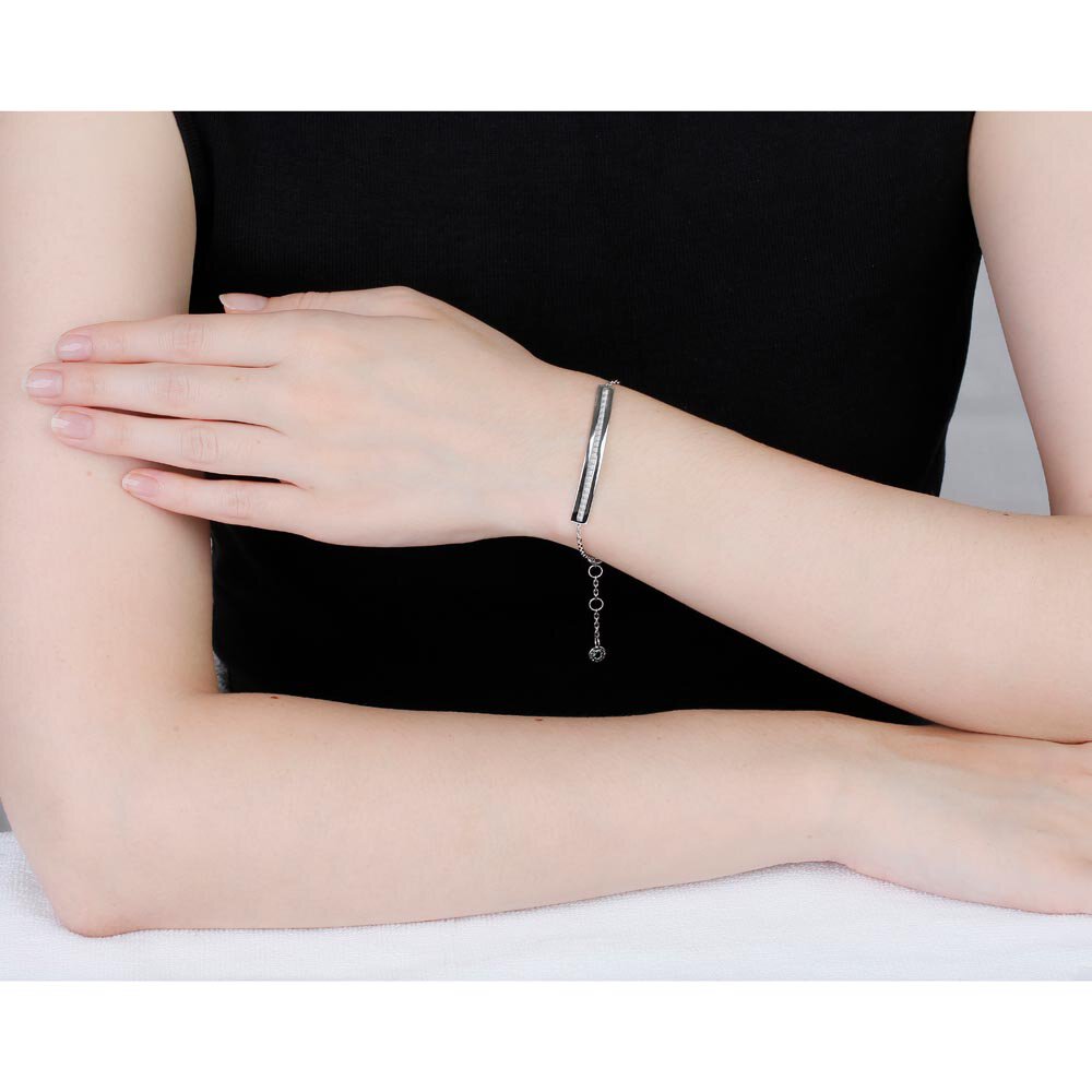 Princess White Sapphire Platinum plated Silver Line Bracelet #2