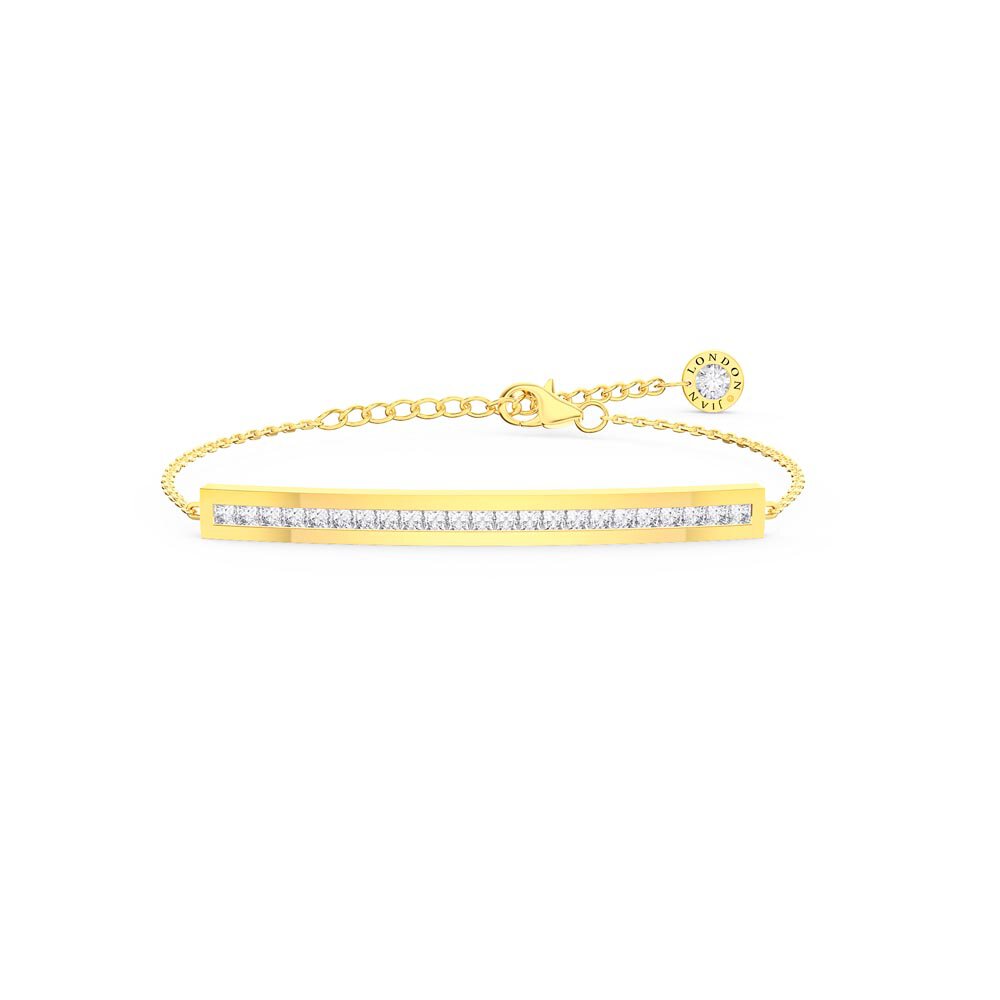 Princess White Sapphire 18ct Gold Vermeil Line Bracelet