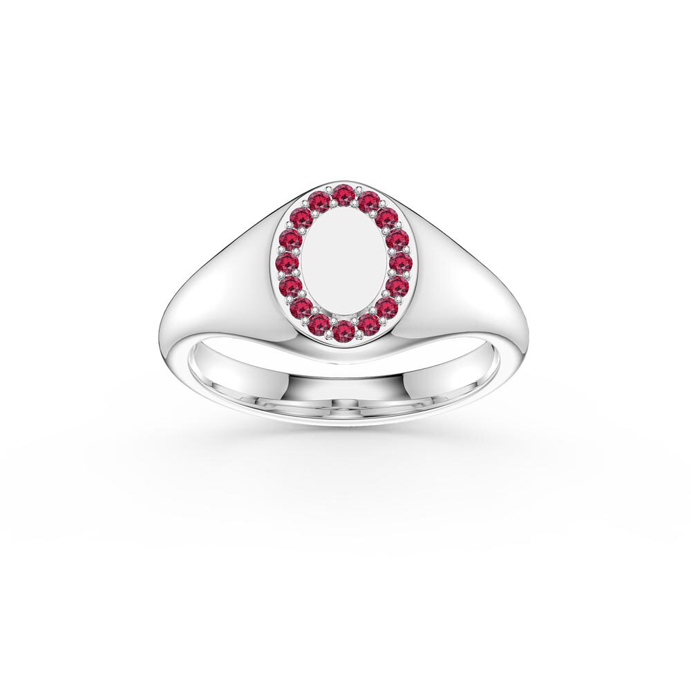Ruby 9ct White Gold Signet Ring