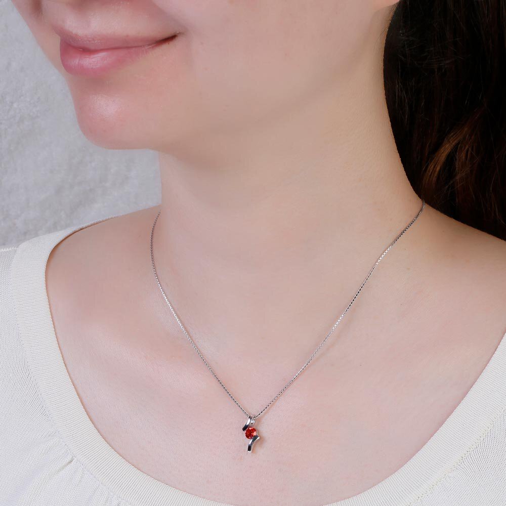 Combinations Garnet Round Platinum plated Silver Pendant #2