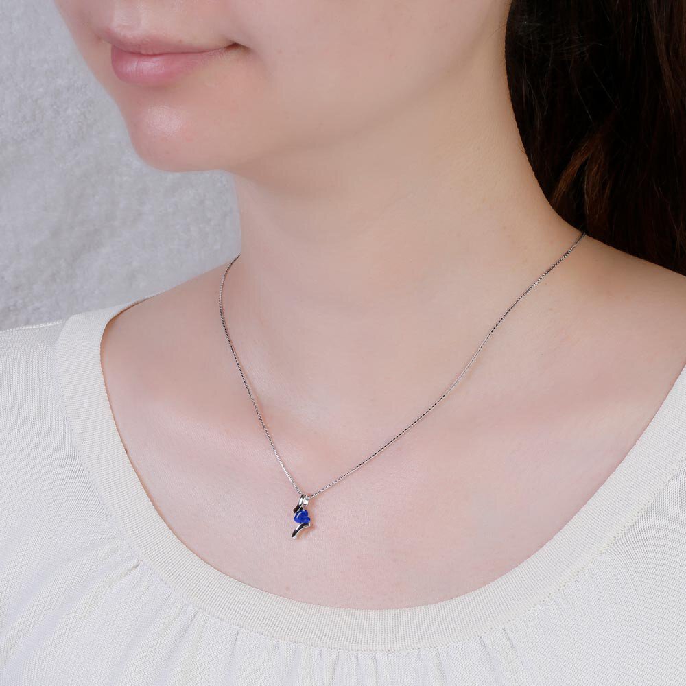 Combinations Blue Sapphire Heart Platinum plated Silver Pendant #2