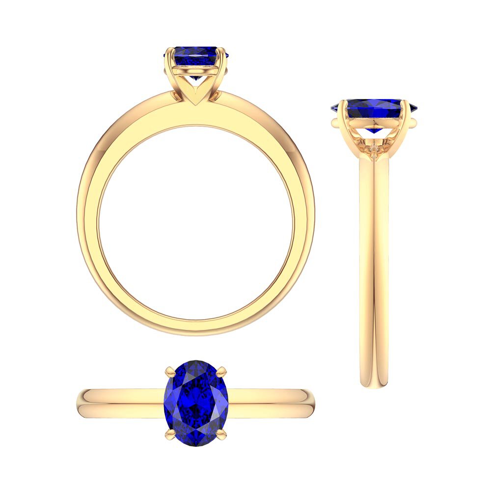 Unity 1.25ct Oval Blue Sapphire Solitaire 18ct Yellow Gold Proposal Ring #4