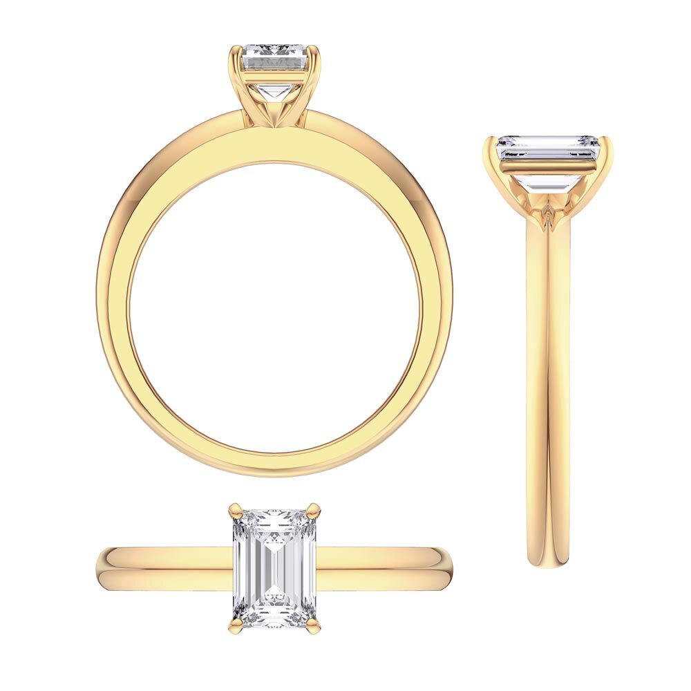 Unity 1ct Moissanite Emerald Cut Solitaire 18ct Yellow Gold Proposal Ring #4