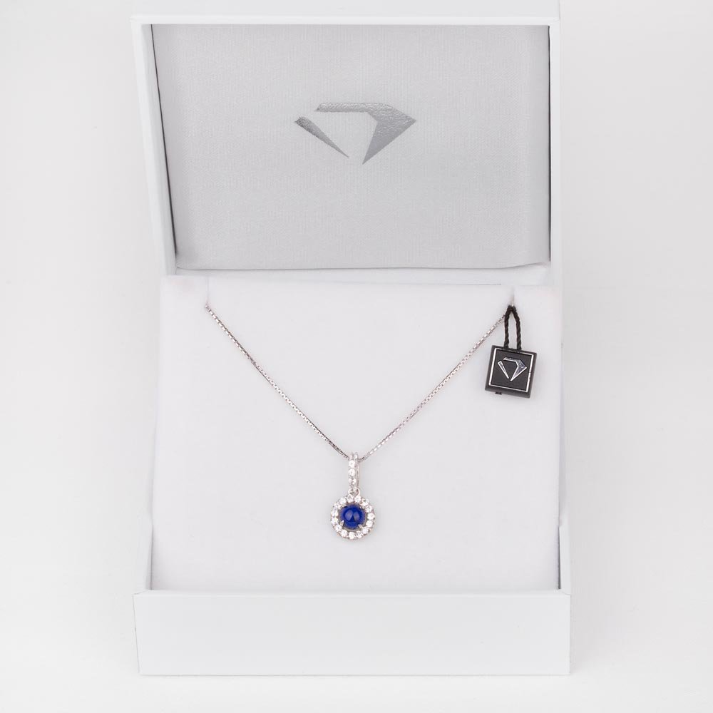 Halo Lapis Platinum plated Silver Pendant #3