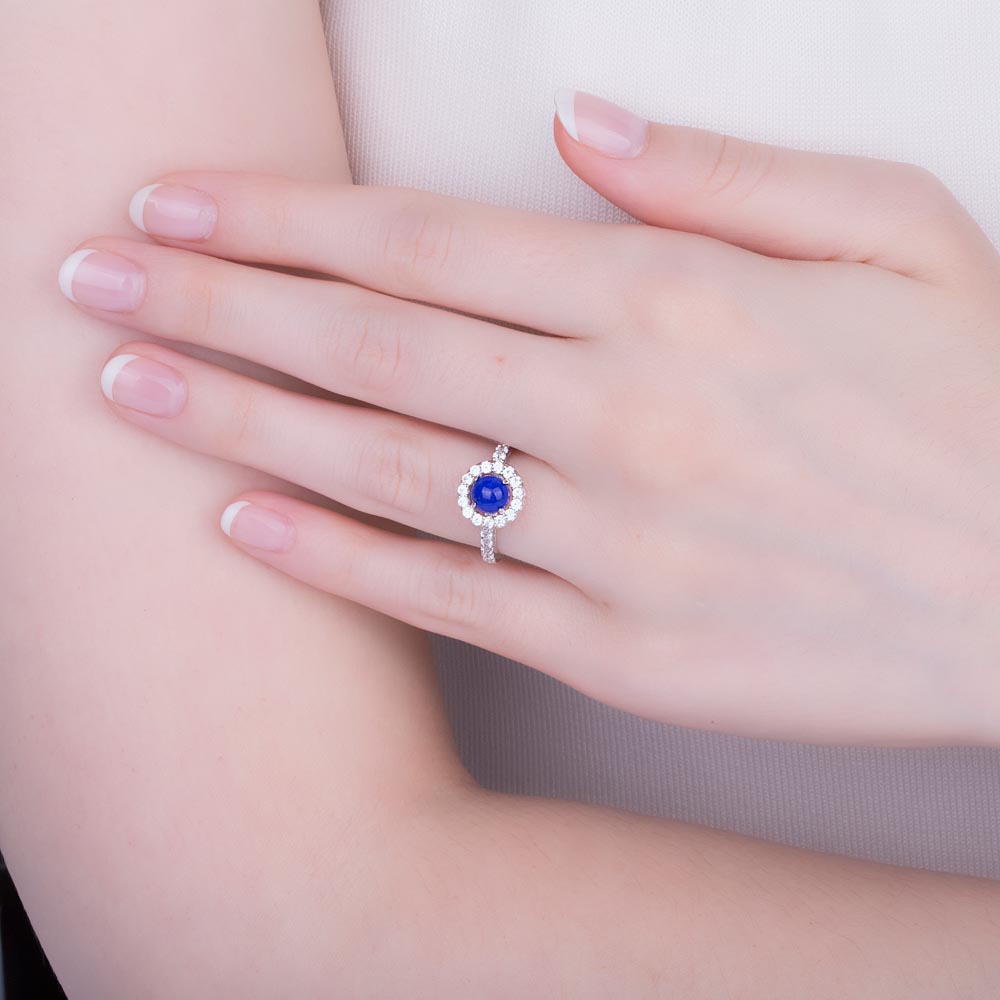 Lapis Halo 9ct Yellow Gold Proprosal Ring #4