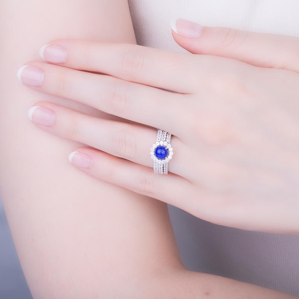 Lapis Halo 9ct Yellow Gold Proprosal Ring #5