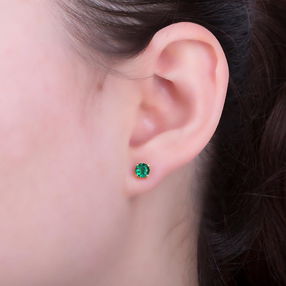 Charisma 1ct Emerald 18ct Gold Vermeil Stud Earrings #2