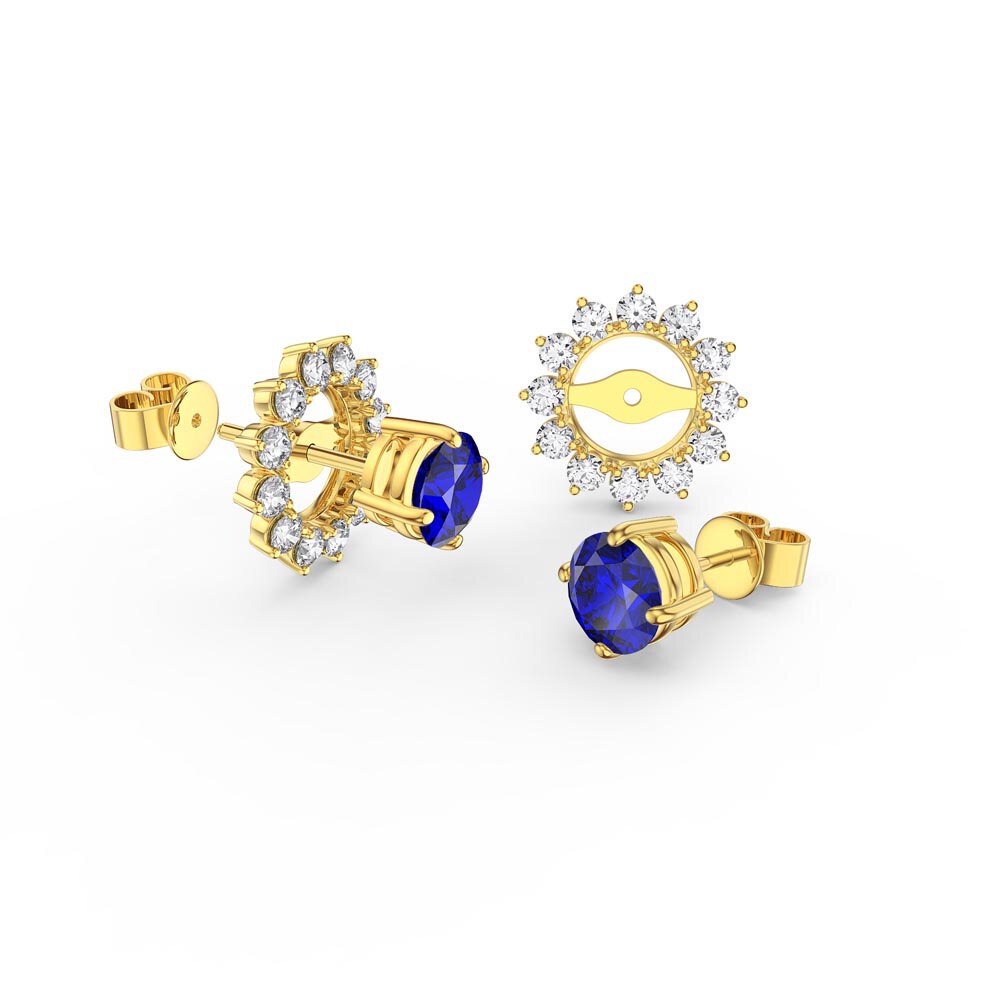 Fusion Sapphire 18ct Gold Vermeil Stud Starburst Earrings Halo Jacket Set