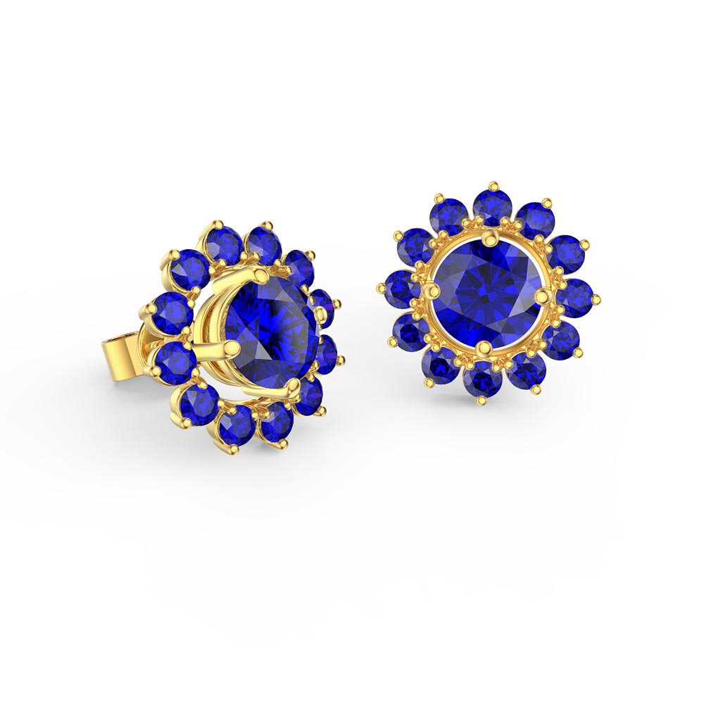 Fusion Sapphire 18ct Gold Vermeil Stud Gemburst Earrings Halo Jacket Set #2