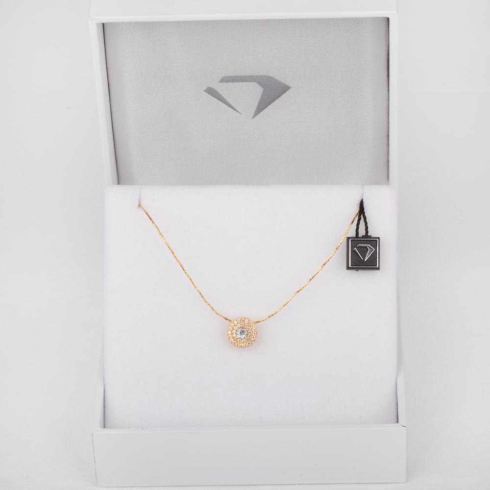 Fusion Aquamarine Halo 18ct Gold Vermeil Pendant #3
