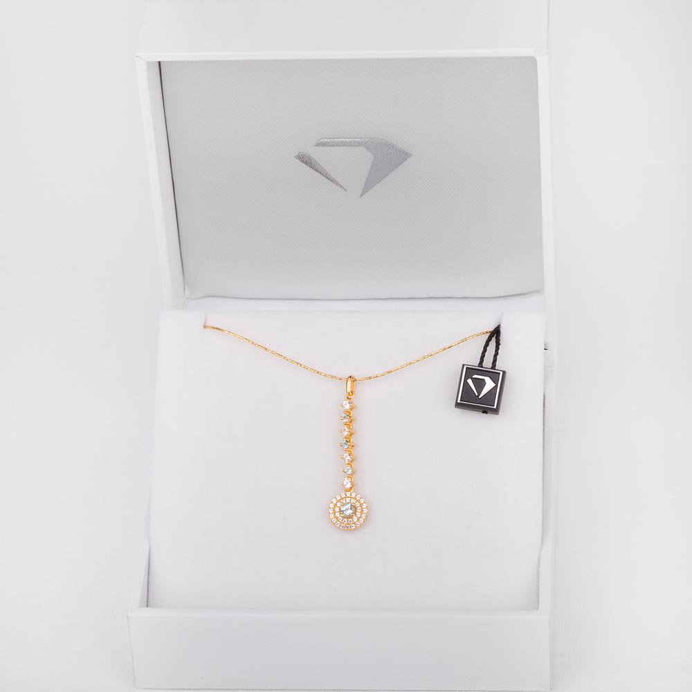 Fusion Aquamarine Halo 18ct Gold Vermeil Pendant #4