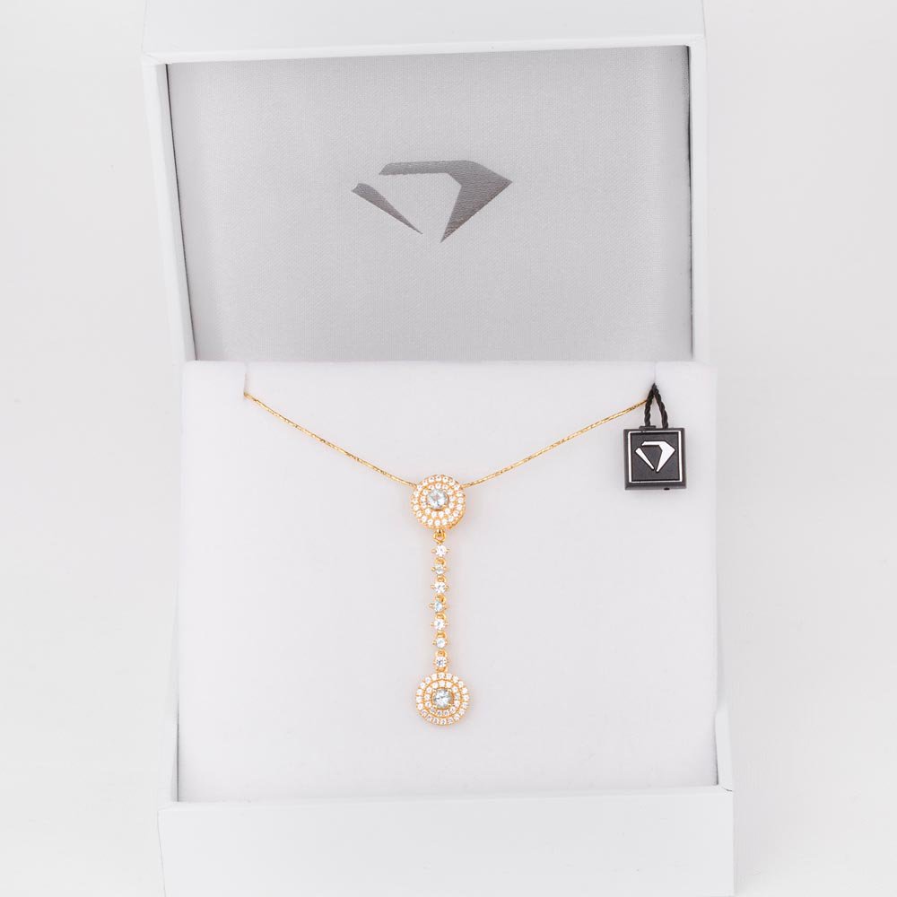 Fusion Aquamarine Halo 18ct Gold Vermeil Pendant #5