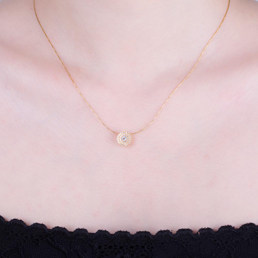 Fusion Aquamarine Halo 18ct Gold Vermeil Pendant #2