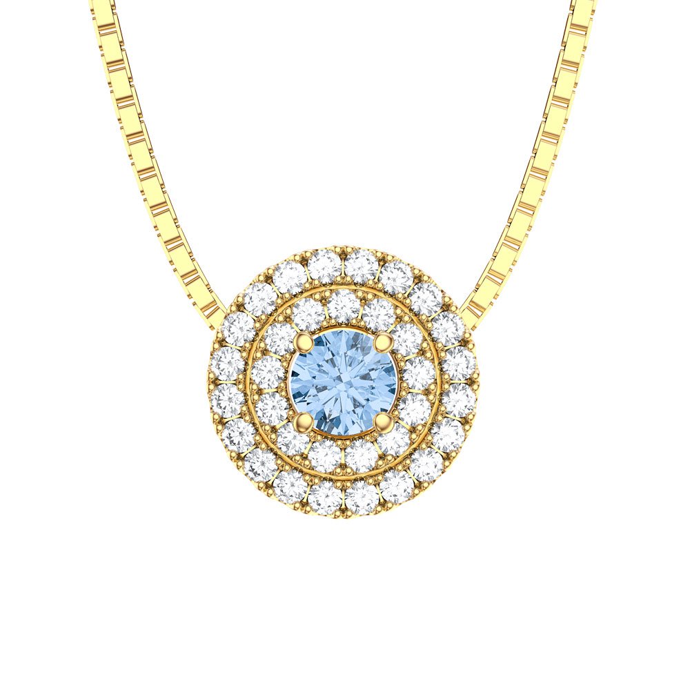 Fusion Aquamarine Halo 18ct Gold Vermeil Pendant
