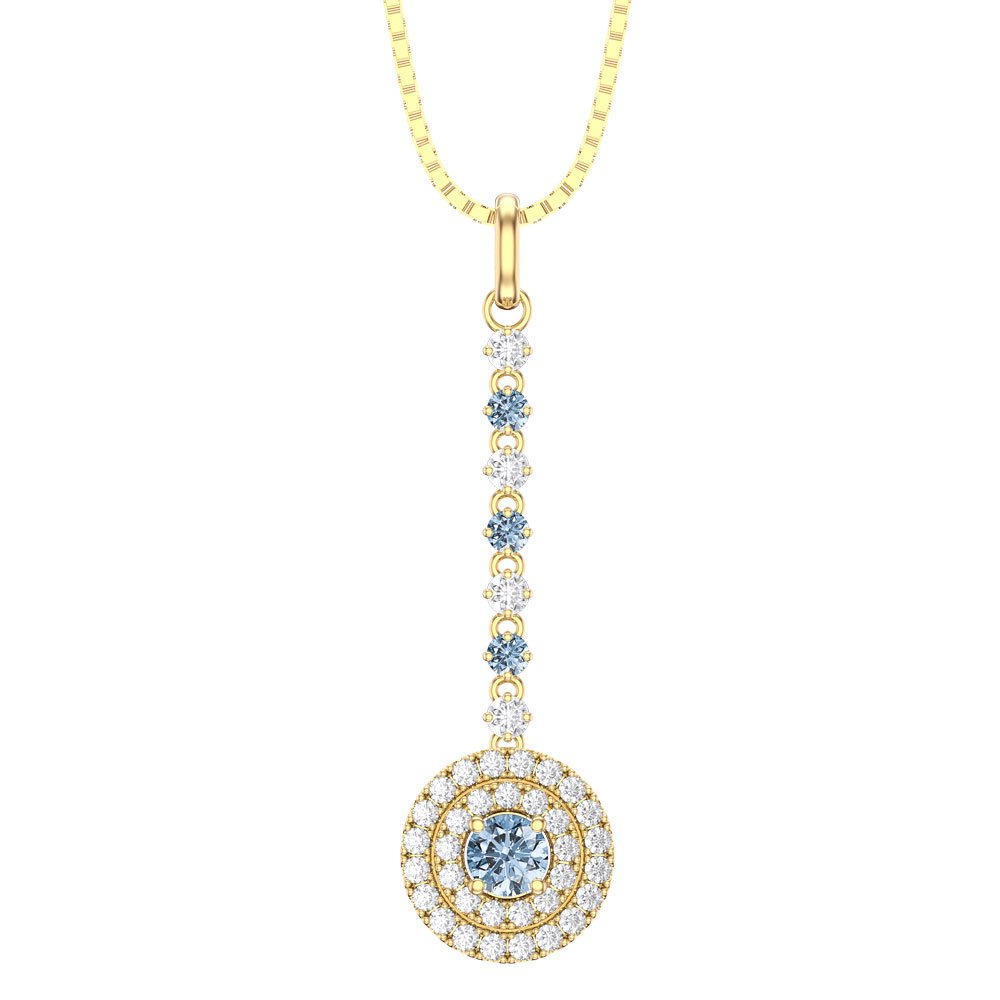 Fusion Aquamarine Halo 18ct Gold Vermeil Drop Pendant