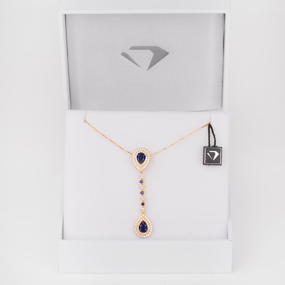 Fusion Sapphire Halo 18ct Gold Vermeil Pear Pendant #3