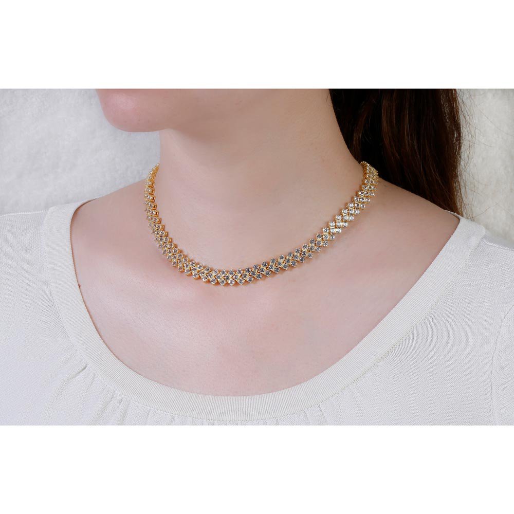 Eternity 20ct Moissanite Three Row 18ct Gold Vermeil Adjustable Choker Tennis Necklace #2