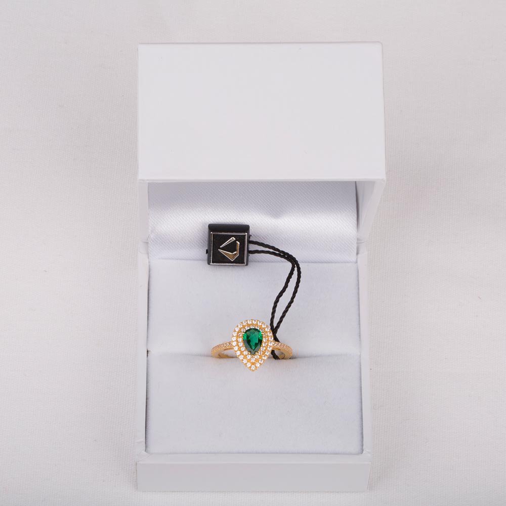 Fusion Emerald Pear Moissanite Halo 9ct Yellow Gold Proposal Ring #3