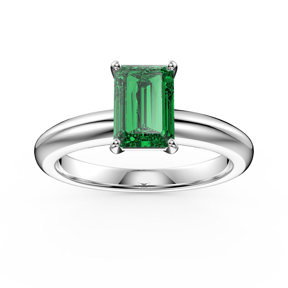 Unity 1ct Emerald cut Emerald Solitaire Platinum Engagement Ring