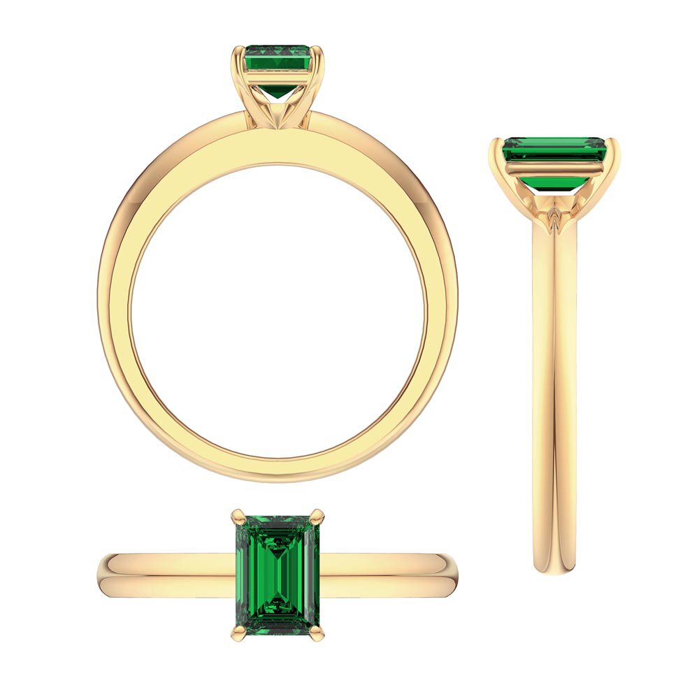 Unity 1ct Emerald cut Emerald Solitaire 18ct Yellow Gold Proposal Ring #5