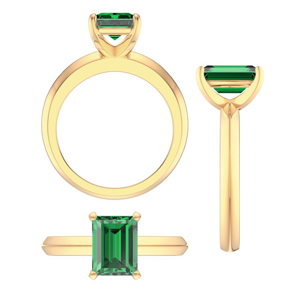 Unity 2ct Emerald Cut Emerald Solitaire 9ct Yellow Gold Proposal Ring #3