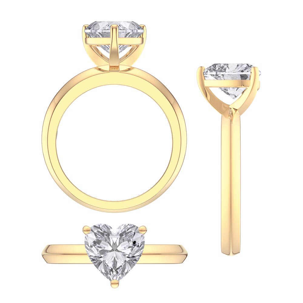 Unity 2ct Heart Lab Diamond Solitaire 18ct Yellow Gold Engagement Ring #4