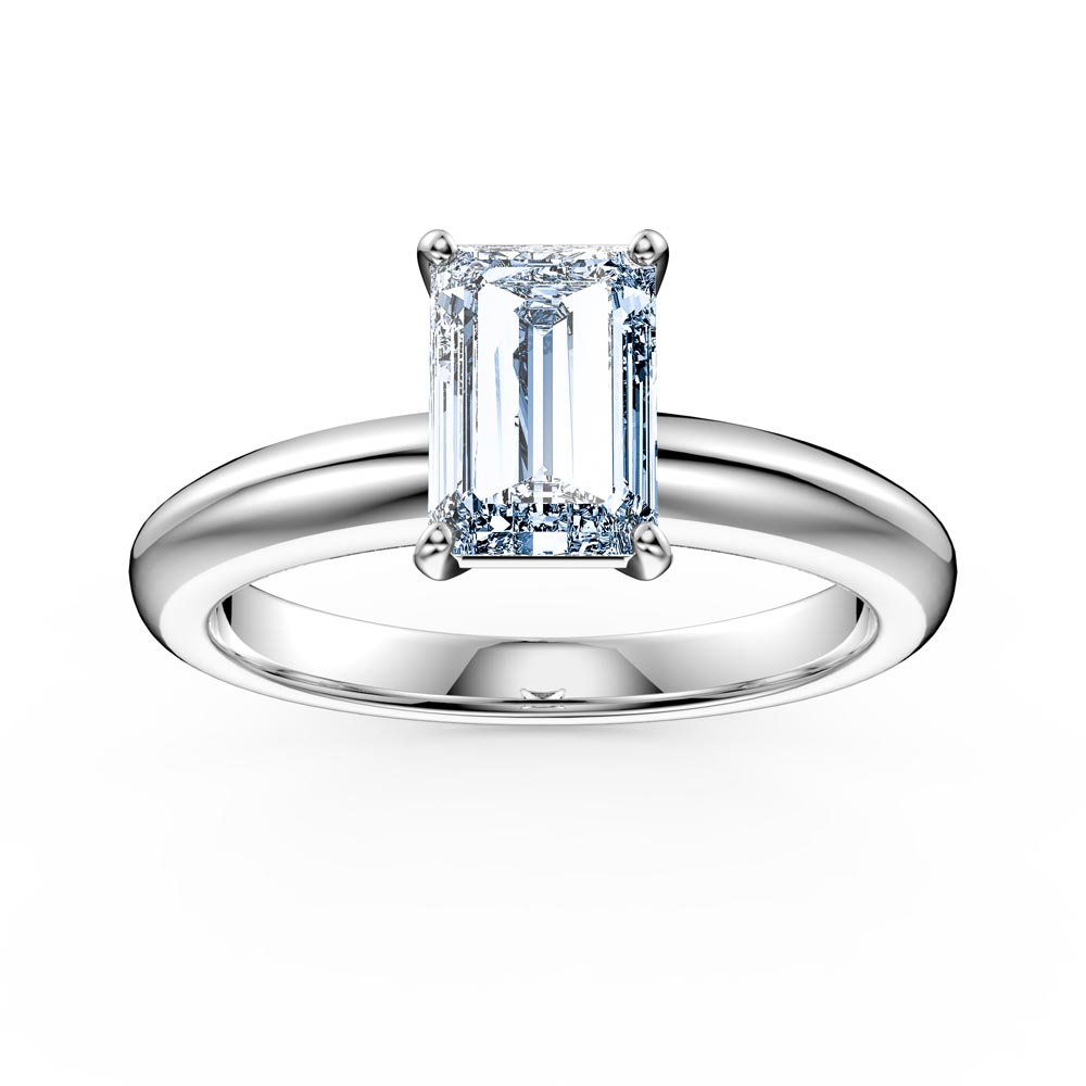 Unity 1ct Aquamarine Emerald Cut Solitaire 18ct White Gold Engagement Ring