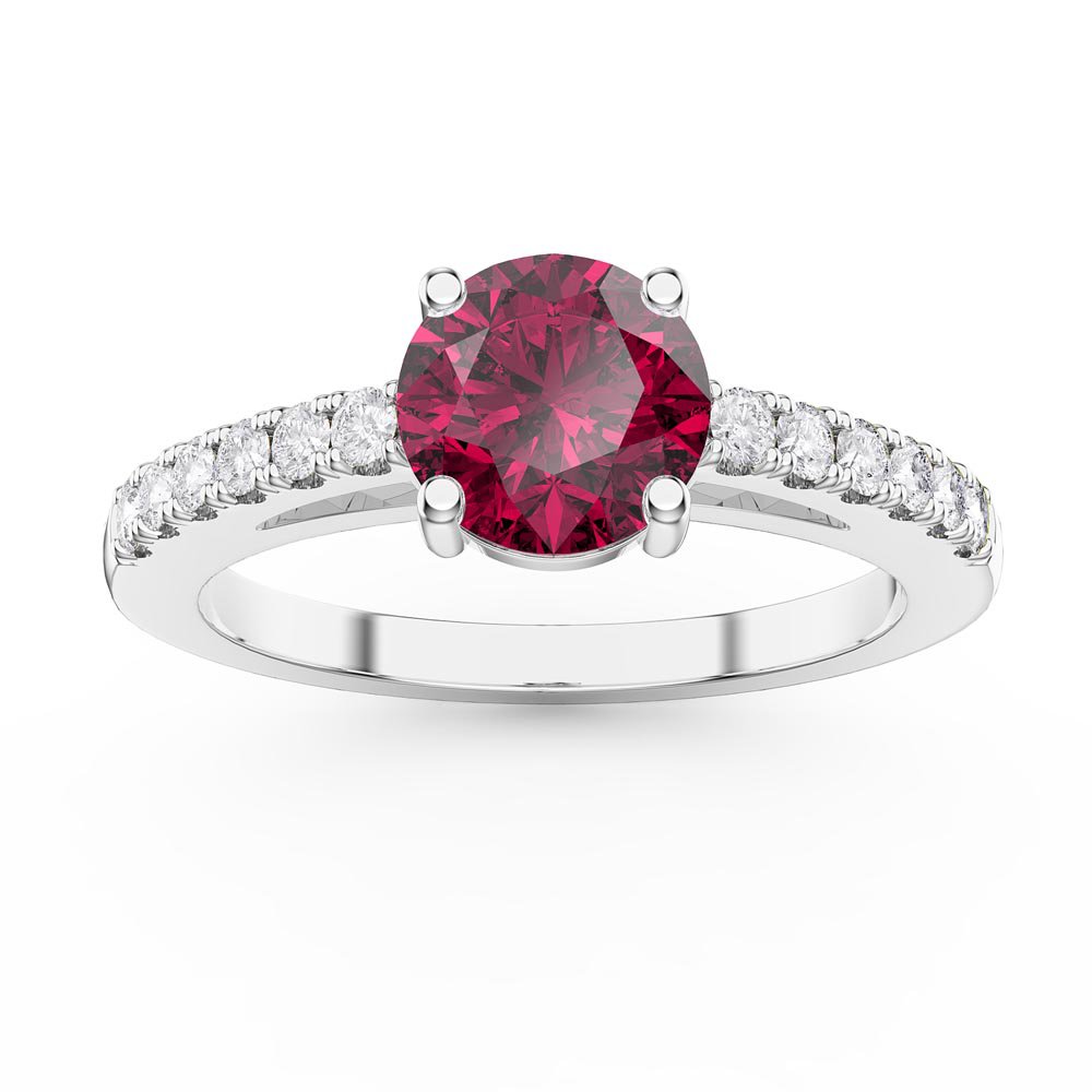 Unity 1ct Ruby Moissanite Pave 9ct White Gold Proposal Ring
