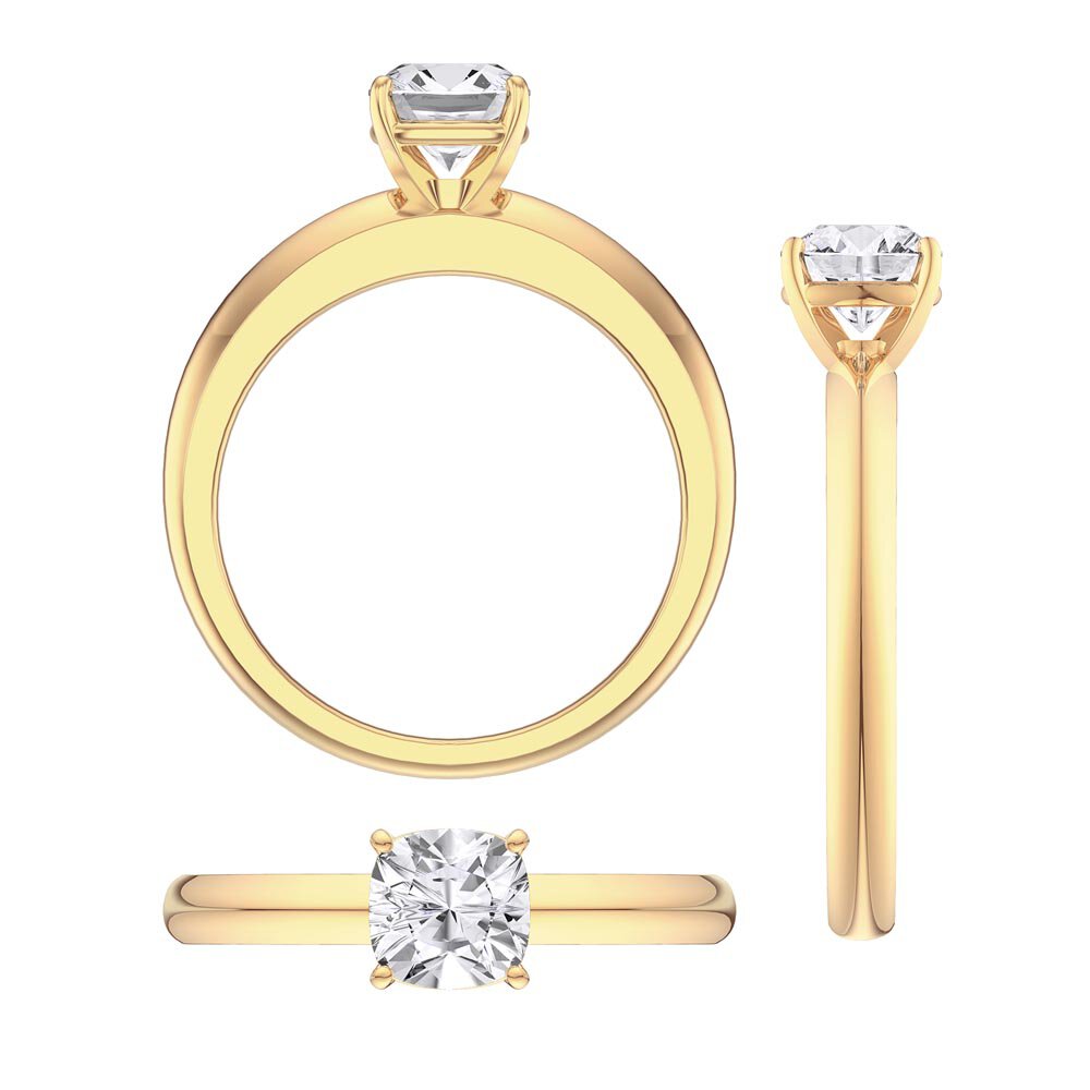 Unity 1ct Lab Diamond Cushion cut Solitaire 18ct Yellow Gold Ring #4