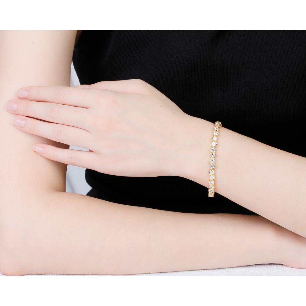 Infinity Moissanite 18ct Yellow Gold S Bar Tennis Bracelet #2