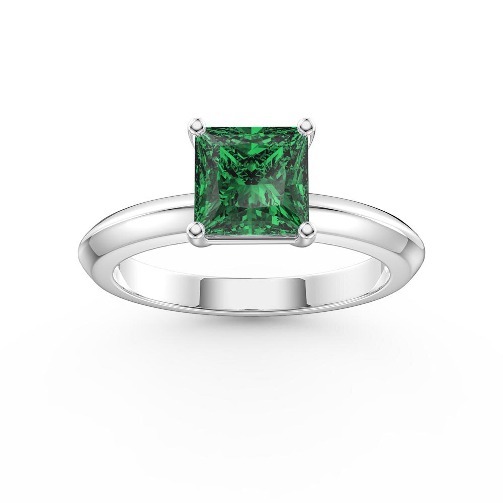 Unity 1ct Princess Emerald Platinum plated Silver Promise Ring