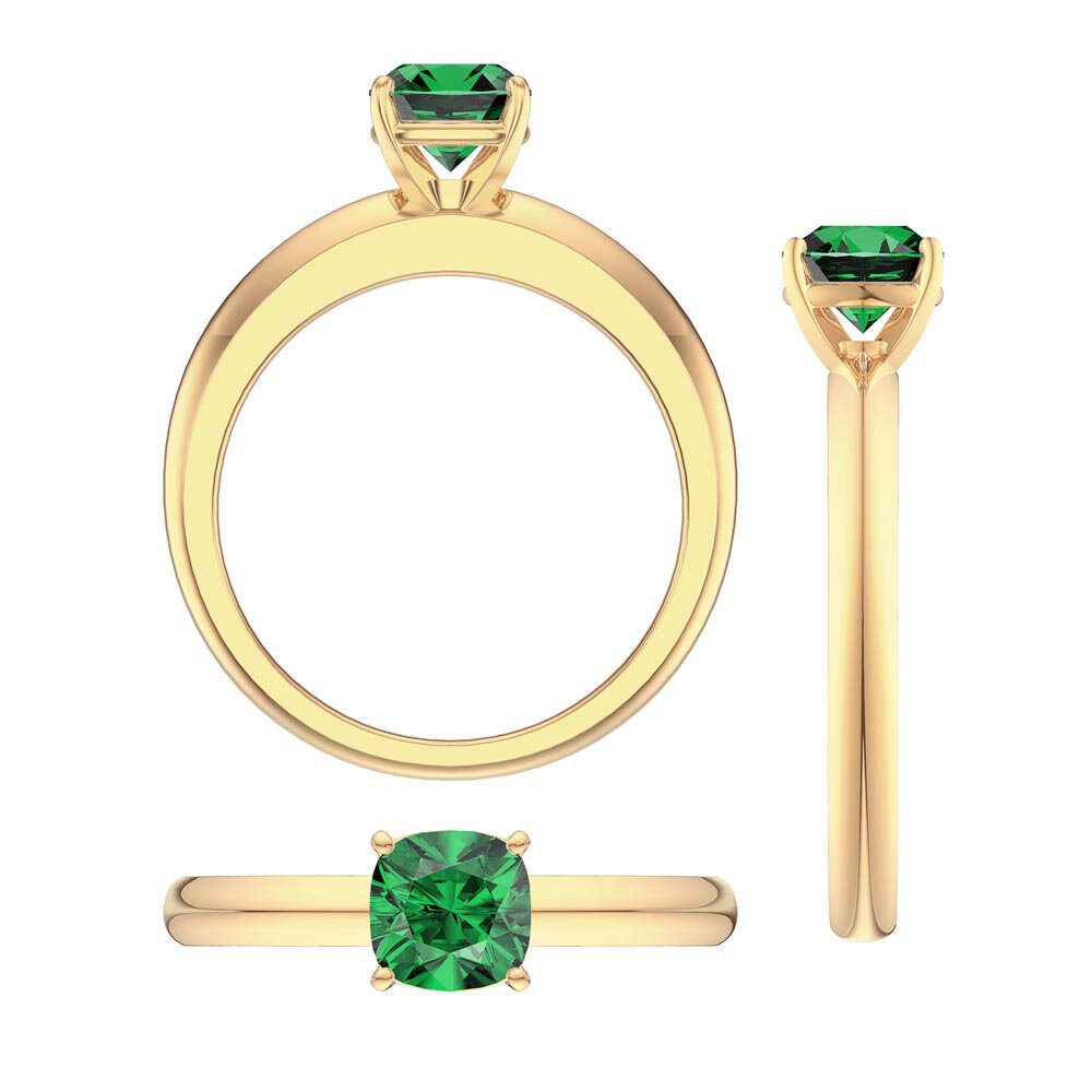 Unity 1ct Emerald Cushion Cut Solitaire 9ct Yellow Gold Proposal Ring #4