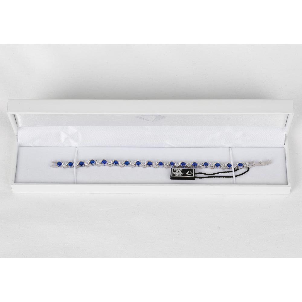 Infinity Sapphire and Diamond 18ct White Gold S Bar Tennis Bracelet #5