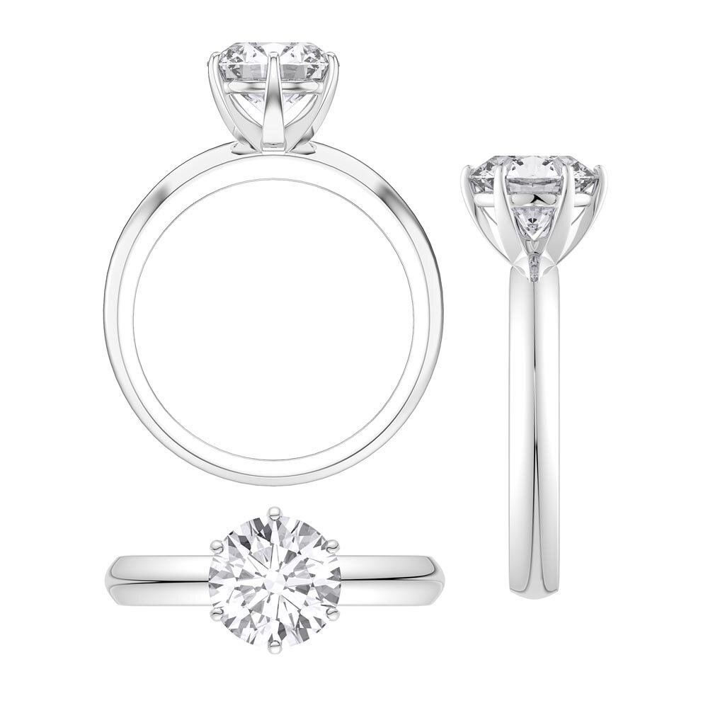 Unity 2ct White Sapphire Classic Solitaire Platinum plated Silver Promise Ring #5