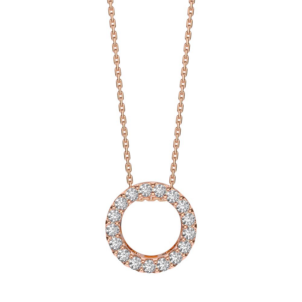 Infinity Circle White Sapphire Halo 18ct Rose Gold Vermeil Pendant