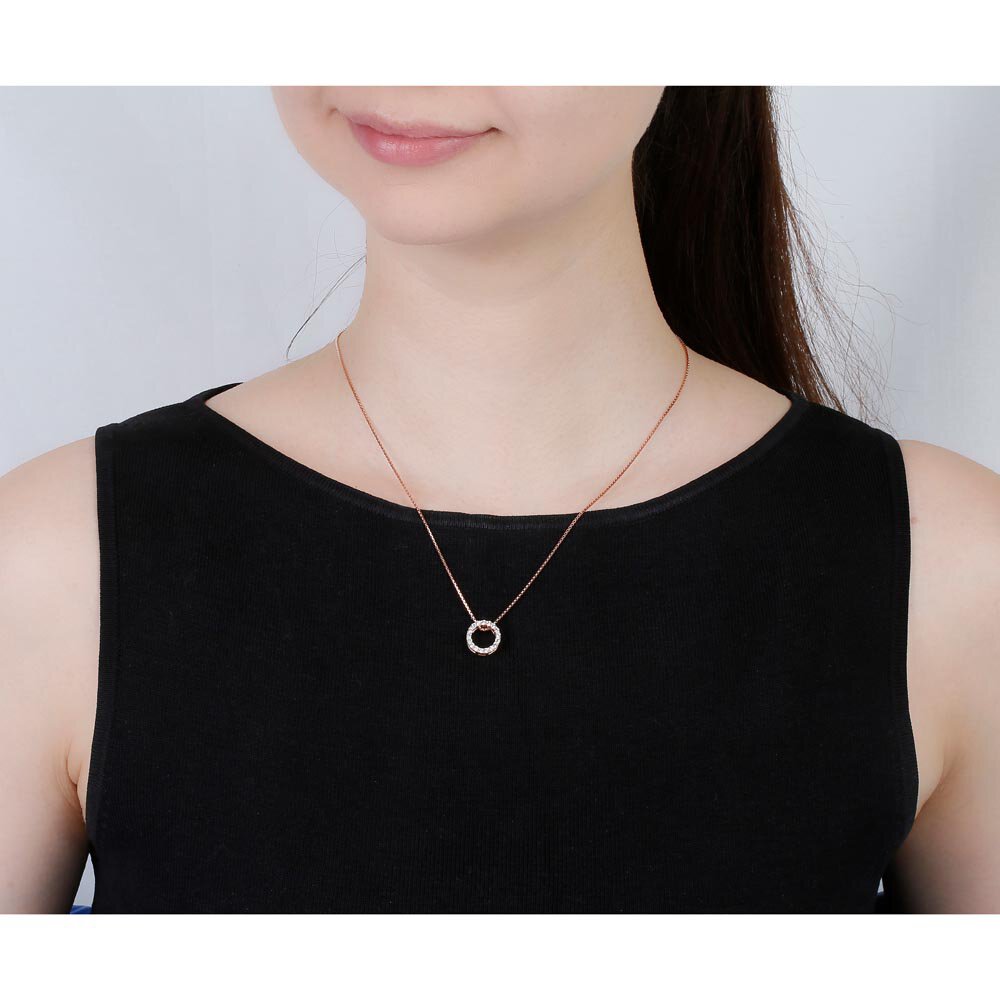 Infinity Circle White Sapphire Halo 18ct Rose Gold Vermeil Pendant #2